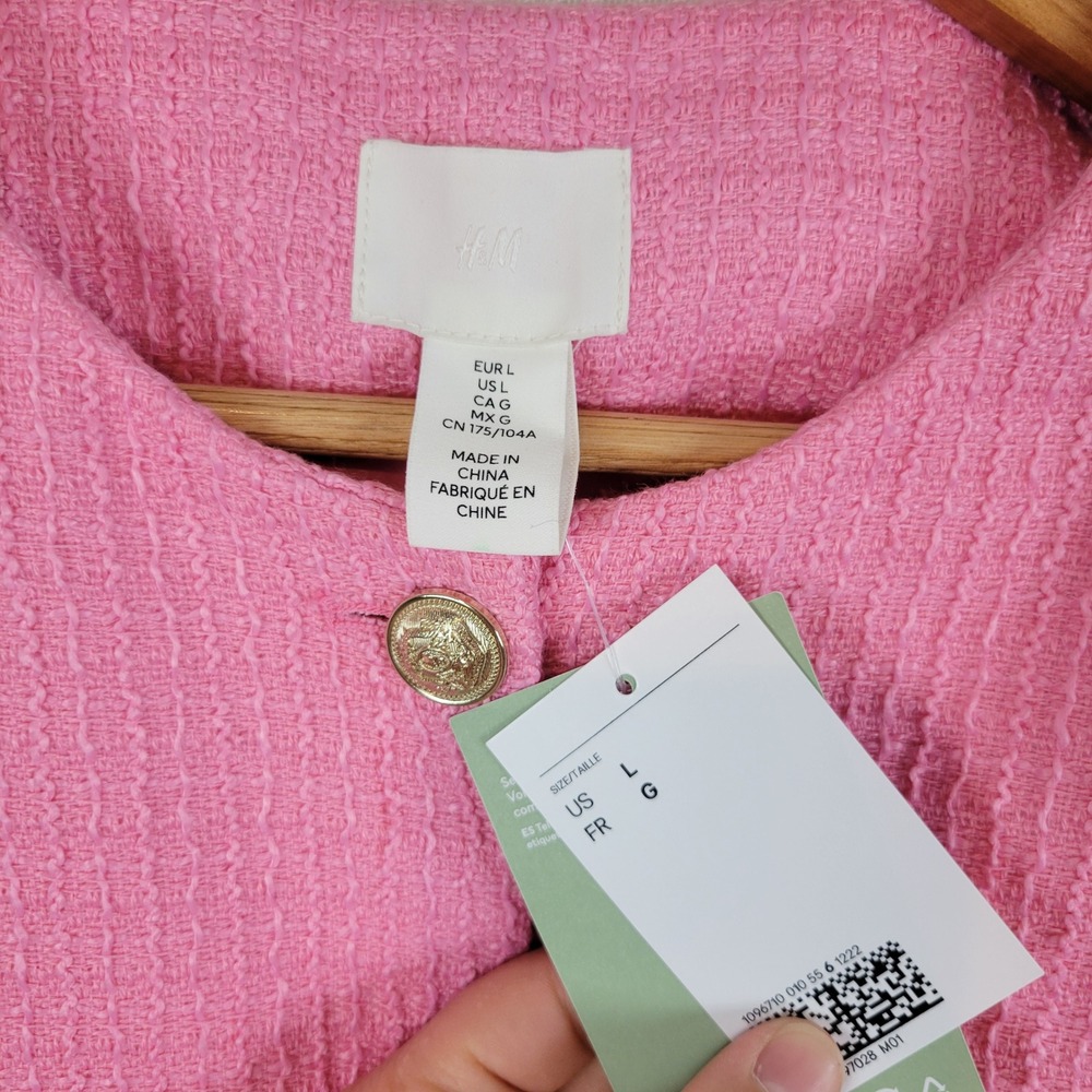 H&M Pink Tweed Blazer Jacket - Picture 5 of 10